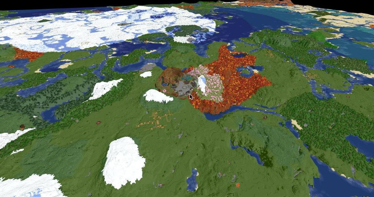 Prawdziwy podgląd mapy świata JuicyCraft z BlueMap